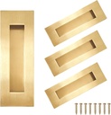 7In Recessed Finger Flush Pulls，Pocket Door Handles，For Sliding Barn Door Handle, Bifold Doors Stainless Steel Rectangular Door Pulls Hardware (7In Gold - 4 Pack)