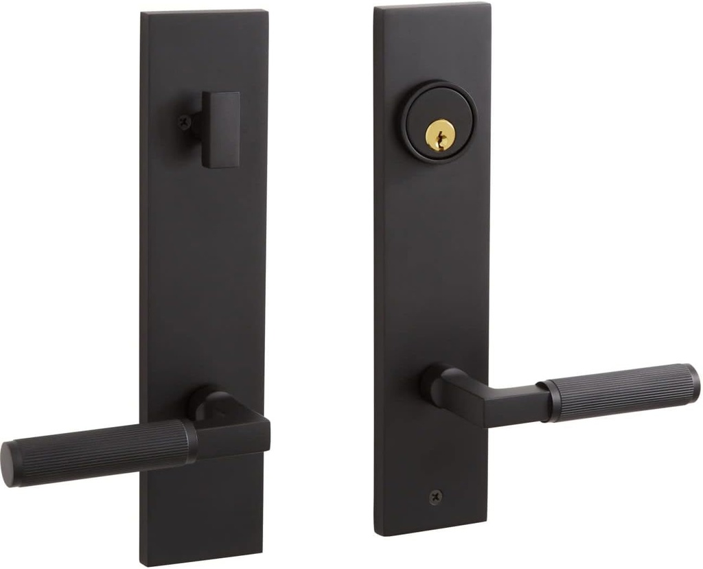 455565 Satcher Solid Brass Keyed Entry Door Knob Set with 2-3/8" Backset