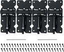 Black 90 Degree Adjustable Self Closing Hardware Hinges for Wooden/Vinyl/Pvc/Metal Fences,With Installation Screws and Swing Adjuster Tool, Heavy Duty Self Closing Gate Hardware Hinges, 4 Pack