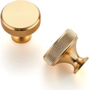 JOY DECOR 25 Pack Brushed Brass Kitchen Cabinet Hardware Knobs round Solid Knurled Handles Single Hole Drawer Knobs for Cabinet Furniture Champagne Gold Dresser Pulls