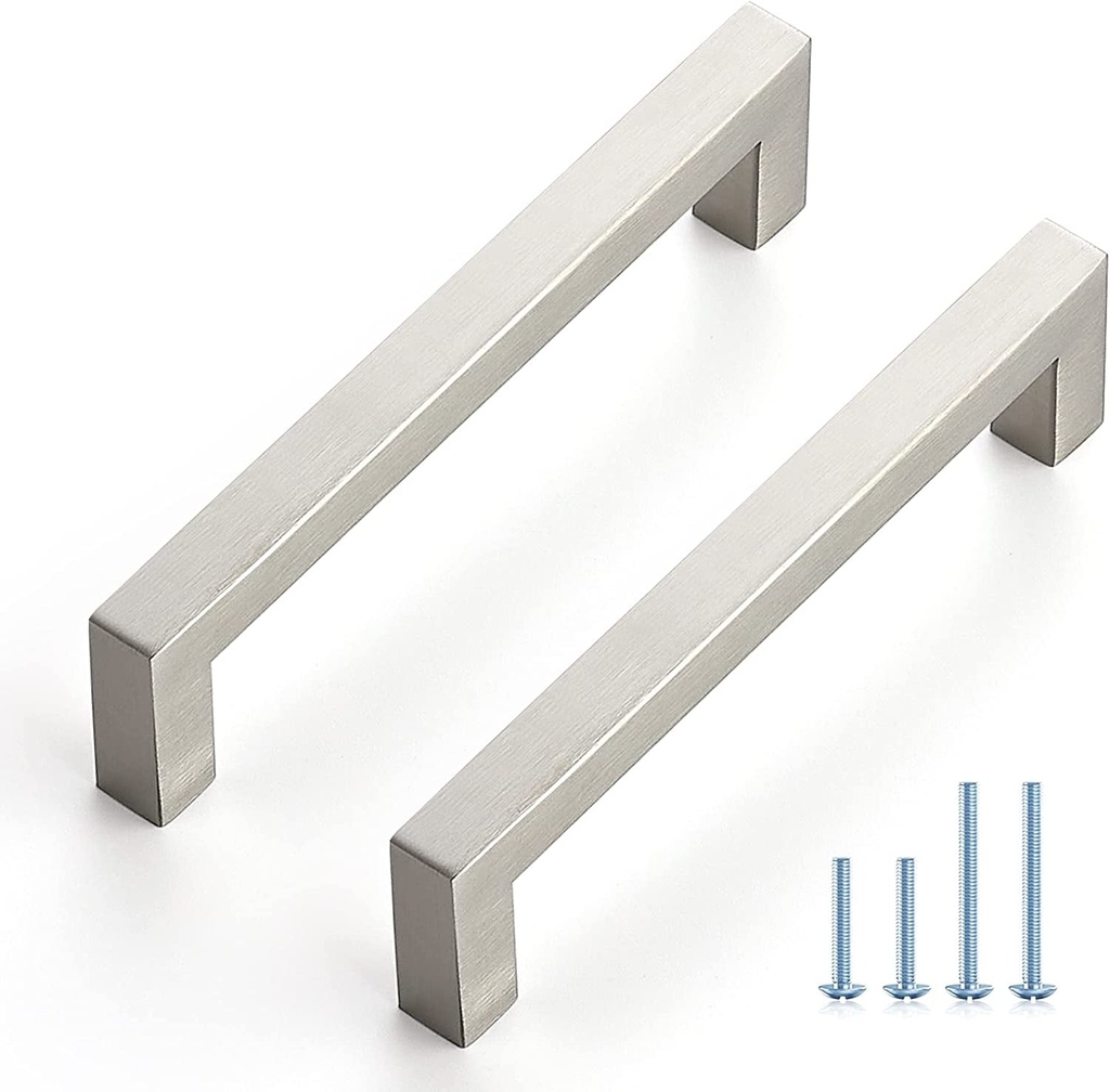 Ravinte 5 Pack Cabinet Handles Square Cabinets Cupboard Handles Brushed Nickel Drawer Pulls Stainless Steel Kitchen Cabinet Pulls Cabinet Hardware Drawer Handles 5 Inch Hole Center