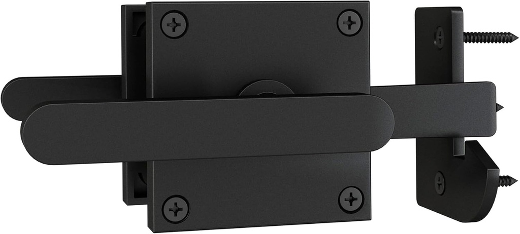Double Side Gate Latch, Heavy Duty Aluminum Swinging Door Latch Gate Hardware,Gate Latch for Outdoor Fence, Wooden Gates, Pool Gate(Black)