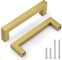 Probrico 6-3/10 Inch(160Mm) Brushed Brass Cabinet Handles, Stainless Steel Cabinet Pulls Square Kitchen Drawer Handles, Gold Cabinet Hardware Modern Dresser Handles, 30 Pack