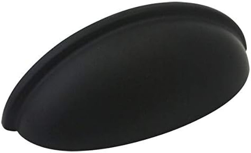 10 Pack - Cosmas 783FB Flat Black Cabinet Hardware Bin Cup Drawer Cup Pull - 3" (76Mm) Hole Centers