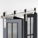 64" Brushed Nickel Bifold Sliding Barn Door Hardware Track Kit,Side Mounted Roller,Smoothly and Quietly,Assembly Easy,Fit Four 15" Bi-Folding Doors (Door Not Included)