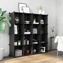 SONGMICS 16 Cube Storage Organizer Modular Storage Cube Bookshelf DIY Plastic Storage Shelves for Home Office Bedroom Black