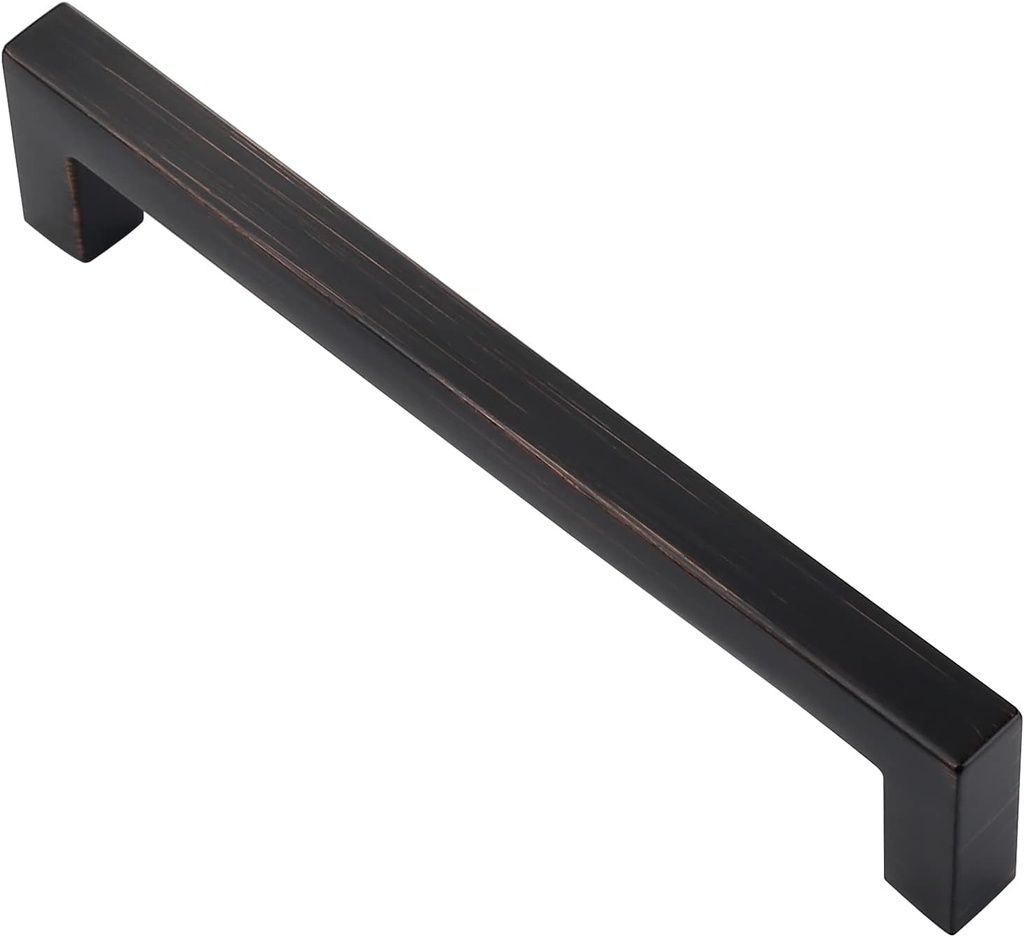 Alzassbg 15 Pack Oil Rubbed Bronze Cabinet Pulls, 5 Inch(127Mm) Hole Centers Cabinet Handles Square Kitchen Hardware for Drawer Dresser Handle Pull AL3041ORB
