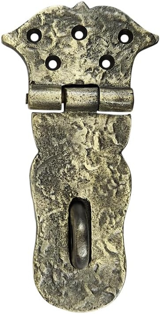 Adonai Hardware "Paran" Heavy Duty Cast Iron Safety Locking Hasp and Staple (6" X 1 Pack, Antique Brass) for Vintage Pirates Treasure Chest, Trunks, Wooden Jewelry Box, Cases, Furniture and Sheds