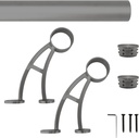 Wall Mount Foot Rail Kit, Titanium Black (Dark Gray) Finish Stainless Steel Tubing W/Internal Connector, Bar Foot Rail Brackets (Flat End Cap, 2 Ft (24 in X 1))