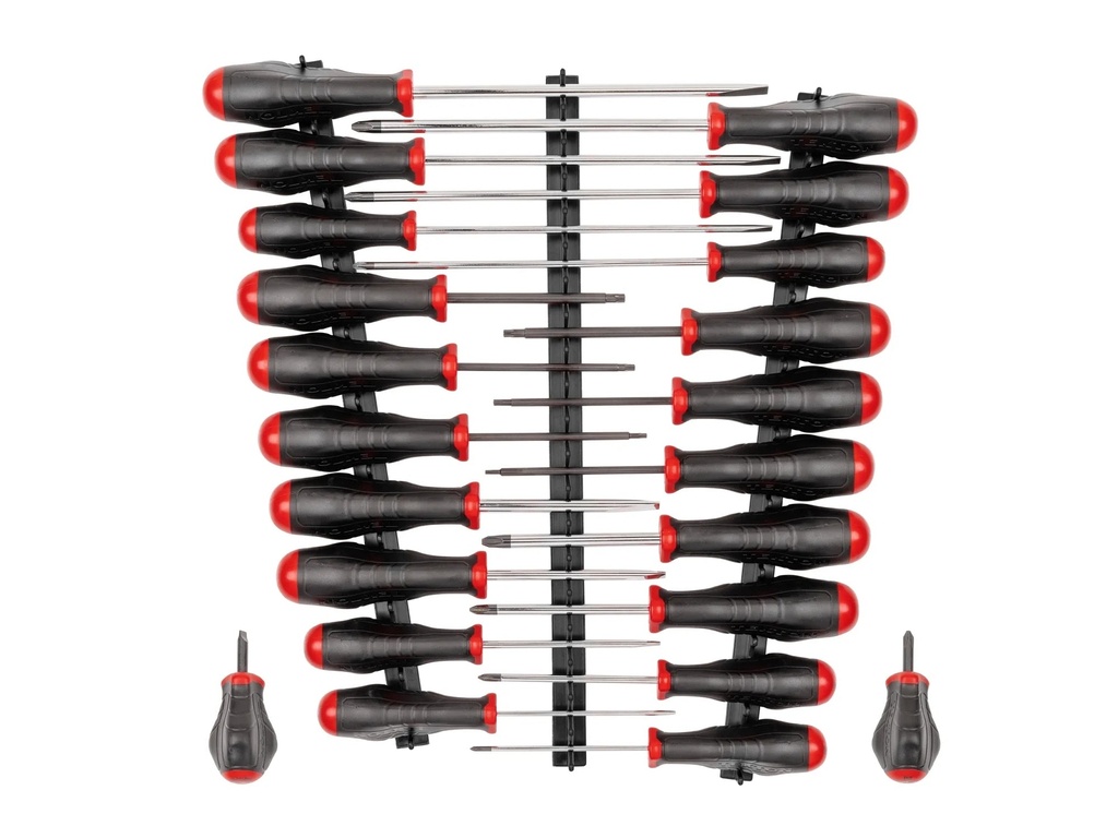 TEKTON High-Torque Screwdriver Set with Black Rails, 22-Piece (#0-#3, 1/8-5/16 In., T10-T30) | DRV45500
