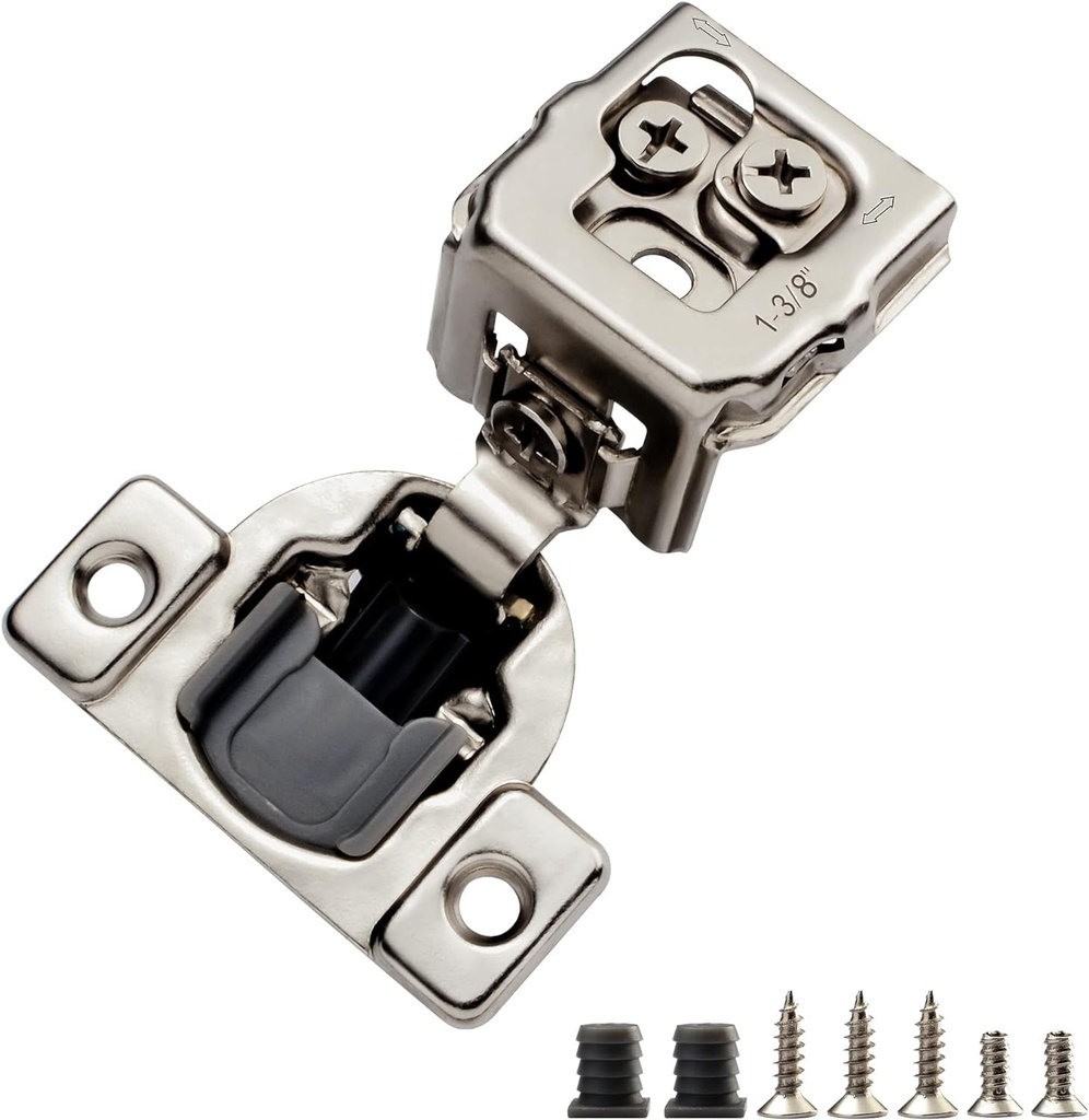 30 Pack 1 3/8" 3D Overlay Soft Close Cabinet Hinges for Face Frame Kitchen Cabinet, 3 Way Adjustability, Self Closing Concealed Cabinet Hinges-105 Degree
