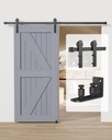 Sliding Barn Door Hardware Kit - 6.6FT Barn Door Kit -Barn Door Track with Floor Guide for Barn Door - Fit 36''-40'' Wide Door Panel- I Shape Hanger, Black