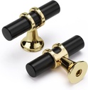 LONTAN 10 Pack Cabinet Knobs, Black&Gold Cabinet Knobs Kitchen Cabinet Knobs Kitchen Hardware Knob, Single Hole Knob T Bar Knob for Cabinet