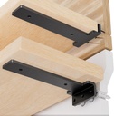 Hidden L Floating Shelf Brackets 8 Inch, 6 Pack Heavy Duty Shelf Brackets Industrial Wall Mounted, Rustic Black Shelf Brackets with Modern Iron Finish