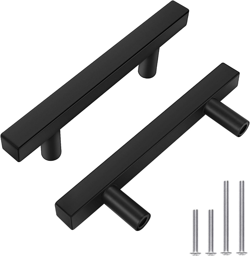 30 Pack 6 Inch Matte Black Cabinet Pulls Black Kitchen Cabinet Handles, 3 3/4 Inch Hole Center Cabinet Drawer Pulls Kitchen Cabinet Hardware Pulls