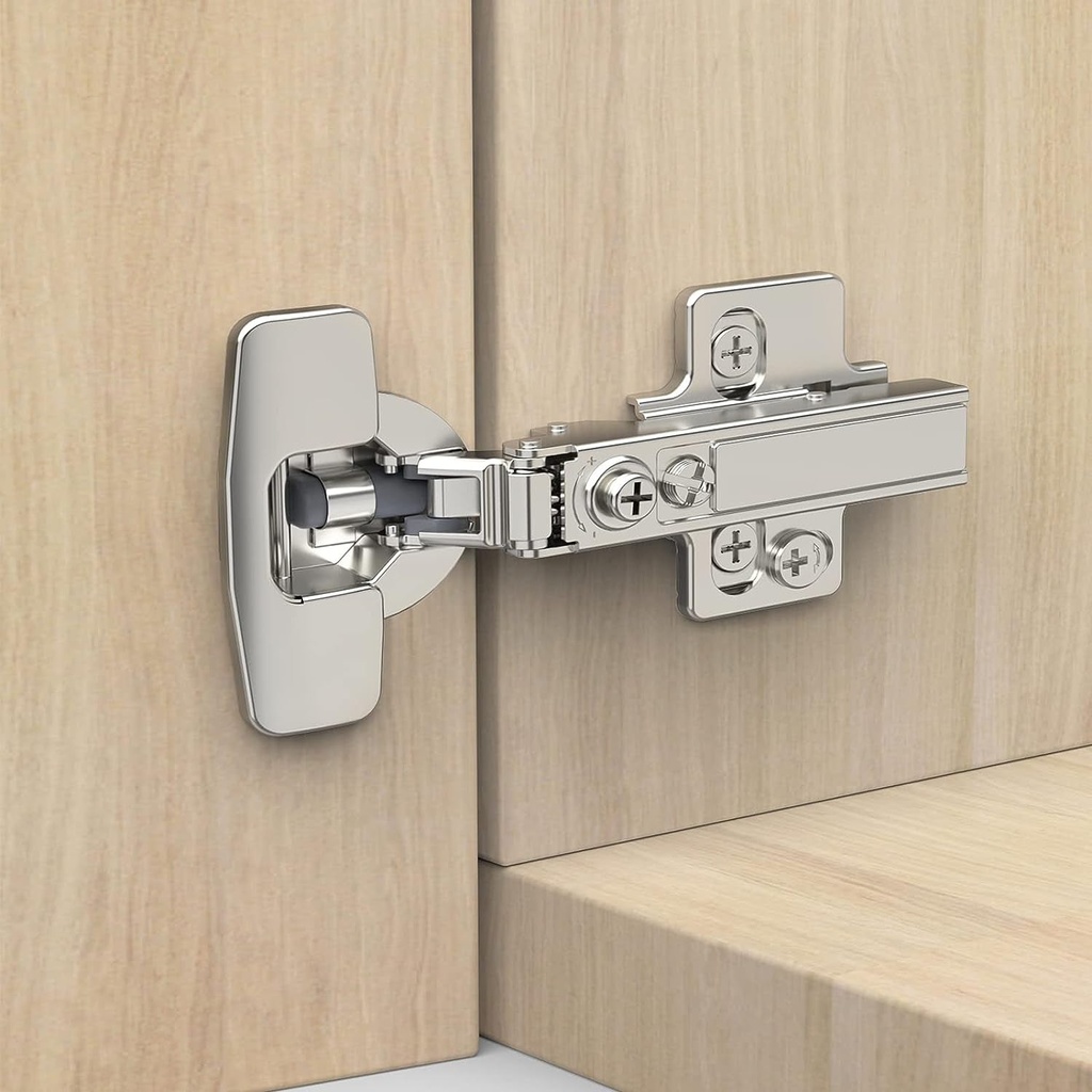 50 Pack Frameless Full Overlay Concealed European Hinges, Self Closing Satin Nickel, Soft Close 105 ° Open Angle 4D Adjustment, Speed Control, Clip On, Stainless Steel for Cabinet Door