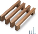 Walnut Square 5 in 4 Pcs Wooden Drawer Pulls Handle Pulls for Cabinets Kitchen Cabinet Drawer Pulls Cabinet Door Pull