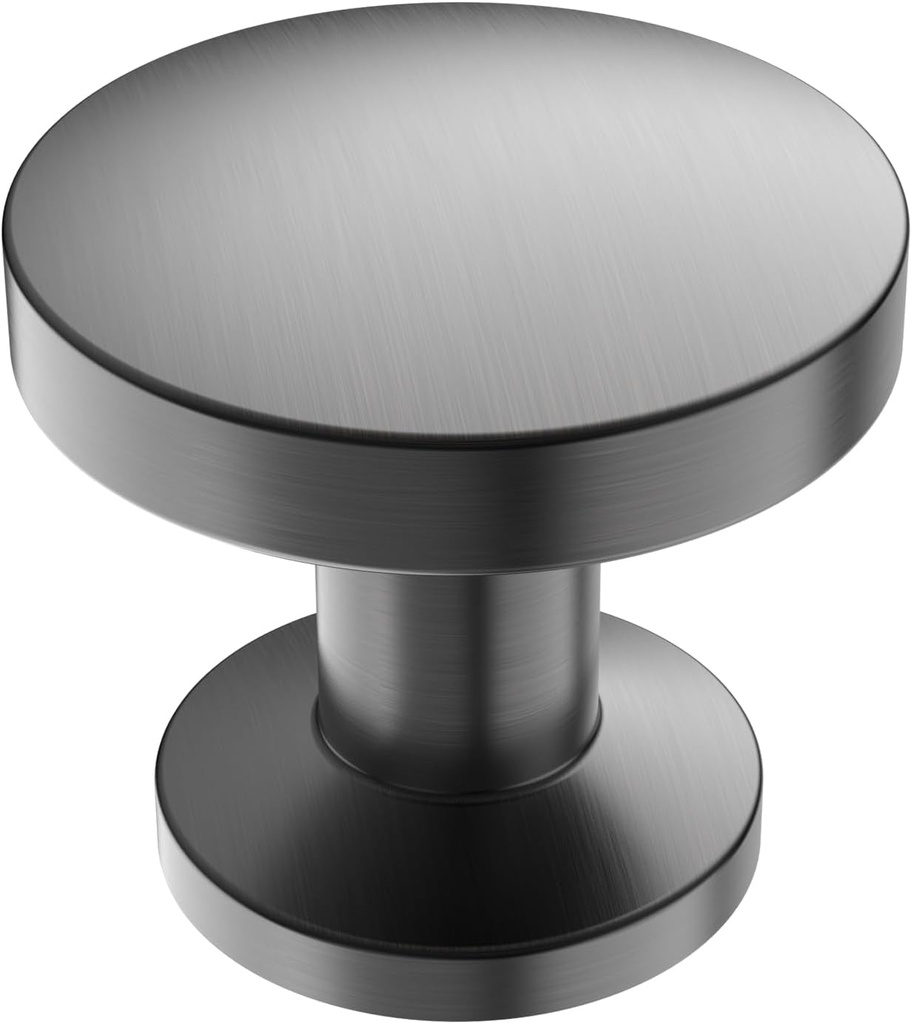 Alzassbg 30 Pack Brushed Black Nickel Cabinet Knobs, 1.1 Inch(30Mm) Diameter round Cabinet Knob Hardware for Kitchen Dresser Drawer AL6044BBN