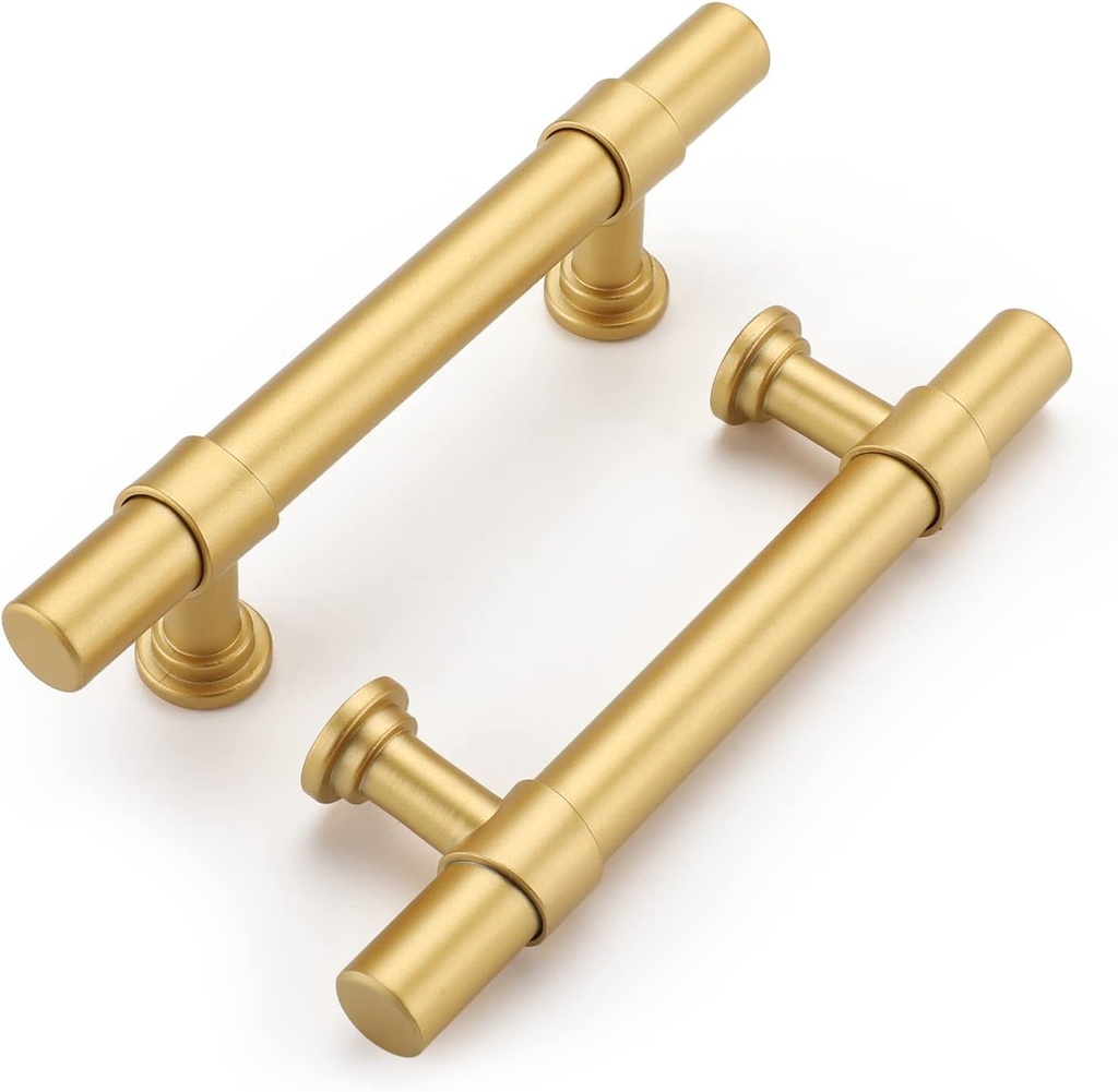 Haliwu 10 Pack Gold Cabinet Handles, Brushed Brass Cabinet Pulls Kitchen Cabinet Handles Barrel Cabinet Handles 3 Inch Gold Pulls Kitchen Hardware