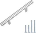 Amazon Basics Euro Bar Cabinet Handle (1/2-Inch Diameter), 5.38-Inch Length (3-Inch Hole Center), Satin Nickel, 25-Pack