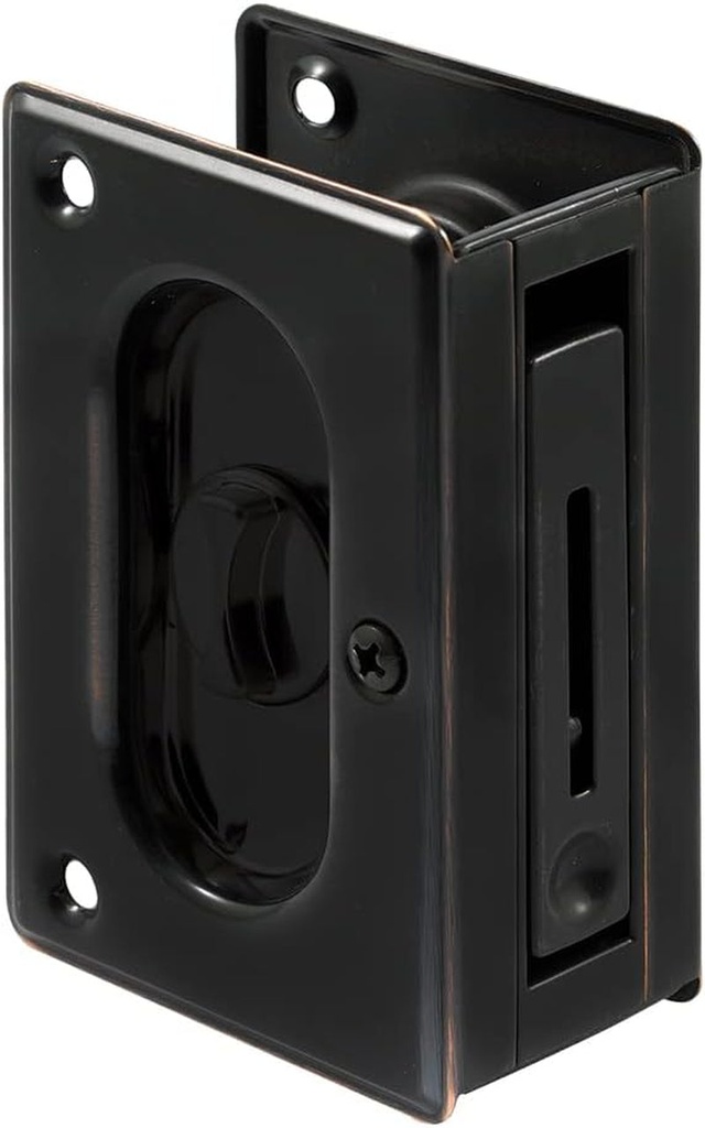 Prime-Line N 7368 Pocket Door Privacy Lock with Pull - Replace Old or Damaged Pocket Door Locks Quickly and Easily – Classic Bronze, 3-3/4” (Single Pack)