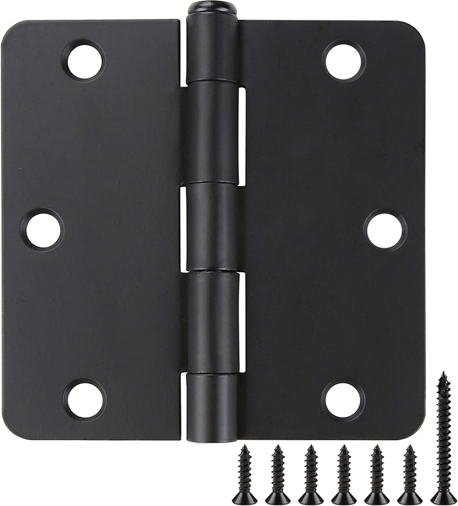 18 Pack Black Door Hinges Black Matte Black Hinges for Doors 3 1/2 Interior Door Hinges 3.5"X3.5 Inch Hinges Rounded 1/4" Raidus Standard Residential Bedroom Door Hinge Sturdy Door Hardware