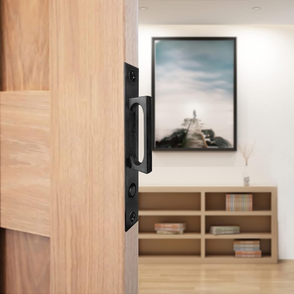 Pocket Door Edge Pull - Sliding Door Pull Handles Hardware,Pockets Hidden on the Side Pop-Up Door Handles,Pull Ring Is Larger and Easier to Use (Black, 1 Pack)