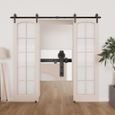 8 FT Sliding Barn Door Hardware Kit, Upgraded Screw Fixation Modular Track, Heavy Duty Barn Door Track Kit Fits Double Door 24" Wide, Smooth and Quiet Sliding, Easy to Install
