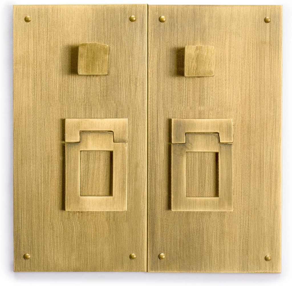 Hardware Philosophy Square in Square Brass Cabinet Hardware Plate Backplate Pulls - Set of 2