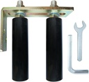Universal Heavy Duty Slide Gate Guide Roller 6" Black L Rear Post Bracket Adjustable Dual Nylon Rollers Gate Support Assembly for Sliding Rolling Gates, Install Tools Inlcuded