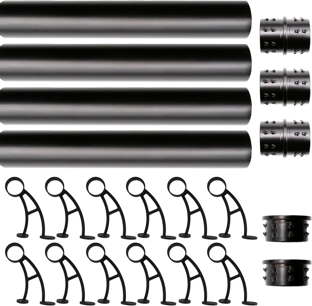 Solid Bar Mount Foot Rail Kit, Matt Black Stainless Steel Tubing W/Internal Connector, Bar Mount Foot Rail Bracket (Flat End Cap, 28 Ft (84 in X 4))