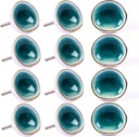 Set of 12 Cabinet Knobs Ceramic Drawer Pull Kitchen Cupboard Pull Dresser Door Handle Dia. 2.0" White round Ceramic Cabinet and Furniture Knobs Pulls Chrome Finished Base Drawer Pulls - Teal/White