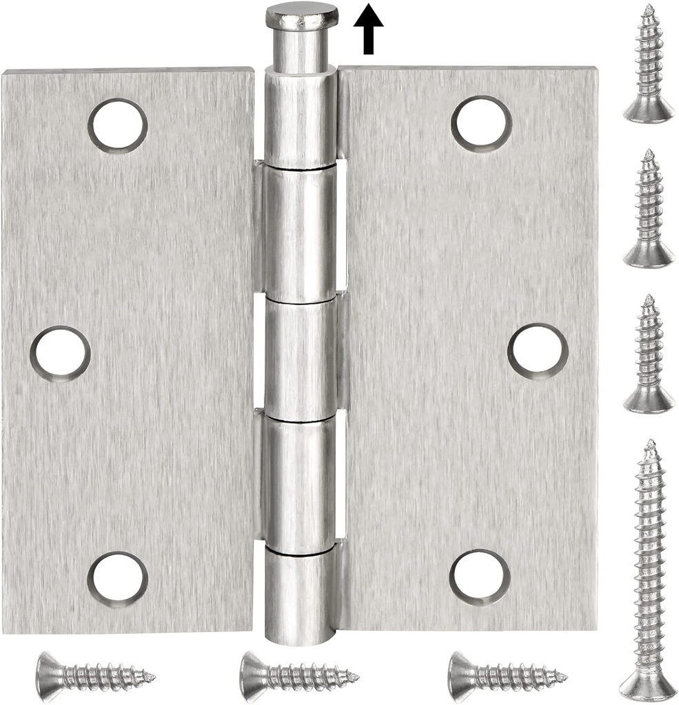 TICONN 48-Pack 3.5 Inch Door Hinges with Square Corner, 3-1/2 X 3-1/2 Inch Iron Bifold Residential Doors Hardware (Square Corner, Satin Nickel, 48 Pack)