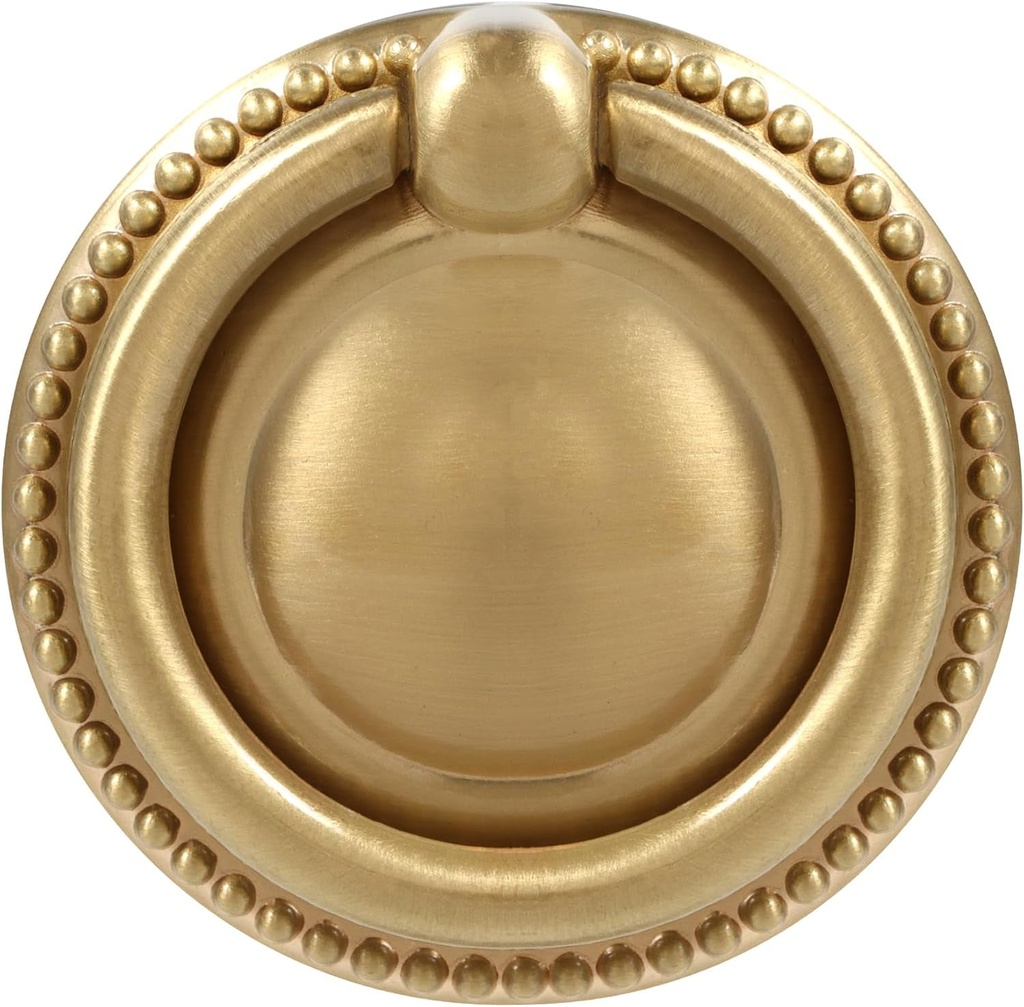 8 Pack Brush Gold Ring Pulls,2" Gold Ring Drawer Pulls,Ring Cabinet Cupboard Pulls with round Plate,Drawer Ring Pulls (Gold)