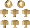 RZDEAL Solid Brass Knobs Beautiful Brushed Gold Kitchen Cabinet Knobs Contemporary Euro Style Dresser Drawer Knob Handles (8Pack Diameter:1.18"(30Mm))