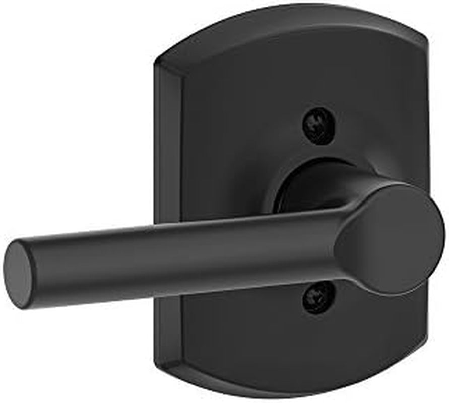 Schlage F170 BRW 622 GRW Broadway Door with Greenwich Trim, One Sided Non-Turning Dummy Door Handle, Matte Black