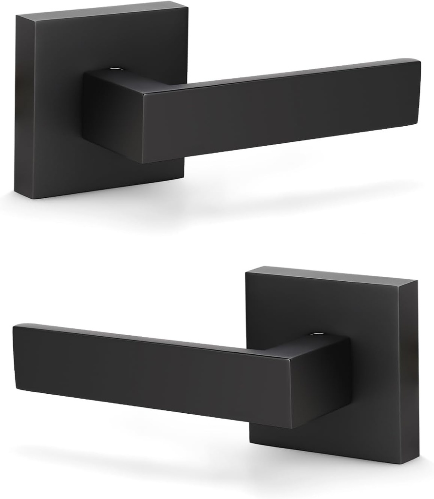 KNOBWELL 2 Pack Heavy Duty Dummy Door Lever Dummy Door Handle, Matte Black Single Sided Handle for Interior Use, for Both Right/Left Handing 0.93 Lb One Lever (Only One Side Use)