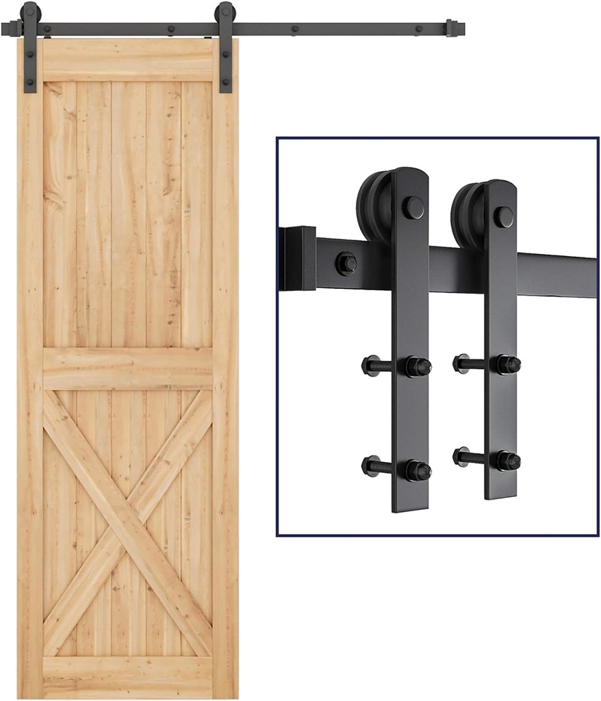 SMARTSTANDARD 5Ft Barn Door Hardware Kit, Barn Door Track, Sliding Door Hardware Kit, Smoothly and Quietly -Heavy Duty Sturdy -Easy to Install, Fit 30" Wide Door Panel (I Shape Hanger)