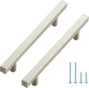 10 Pack 7-3/8 Inch Brushed Nickel Cabinet Handles for Cabinets and Drawers Square Cabinet Door Knobs Stainless Steel Cabinet Pulls Kitchen Drawer Pulls with 5 Inch Hole Center Cabinet Door Handles