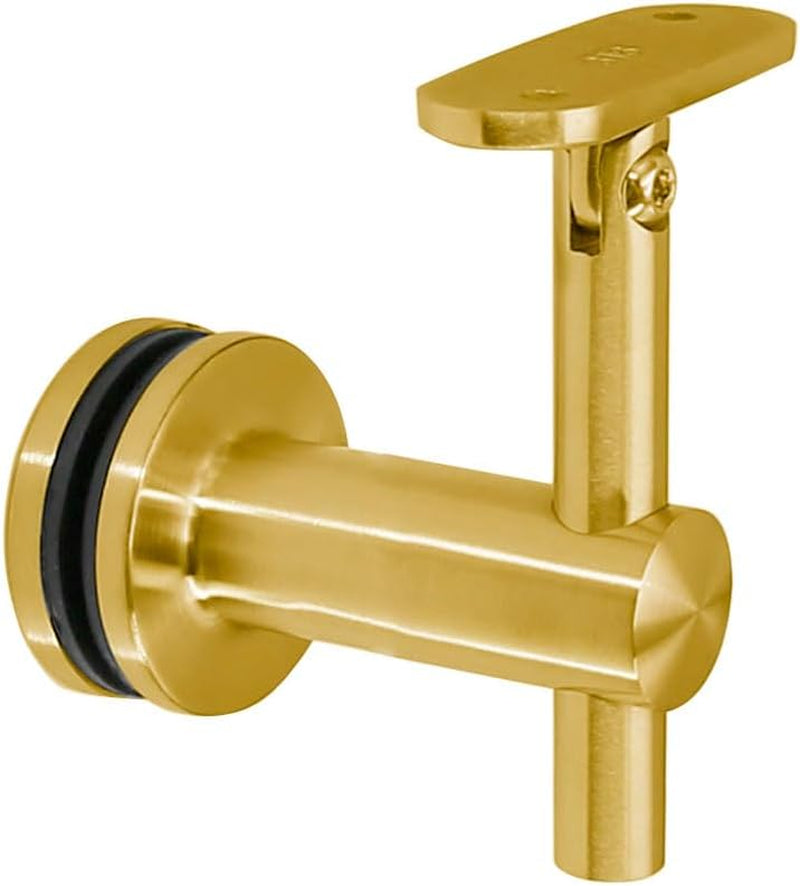 Stainless Steel 316 Grade Glass Mount Adjustable Handrail Bracket Flat Top Surface for Square Tube Suitable for 1/4″ to 1-1/4″(6.5Mm-32Mm) Thickness Glass (Satin Gold Finish)