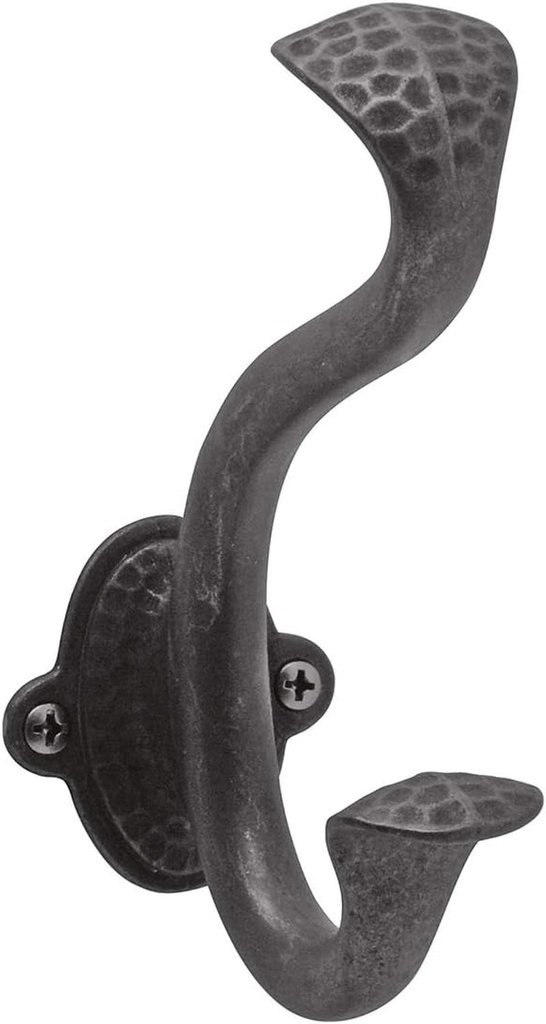 Hickory Hardware P2175-BI-5B P2175-5PACK Craftsman Pack of (5) 1-13/16" Wide Double Prong Single Wall Mount Robe Bath Towel Hook