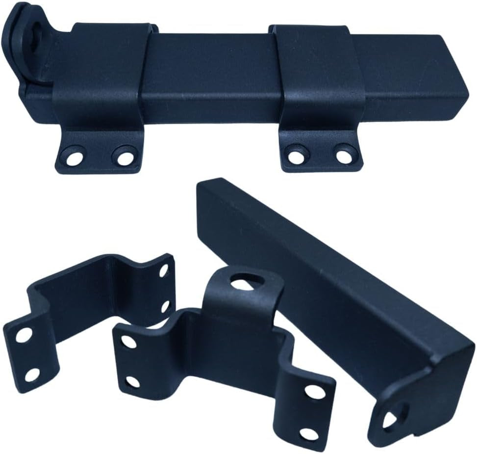 Slide Gate Latch, Heavy Duty Latch Lock with Padlock Hole, Suitable for Wooden Fences, Barn Door Lock, Outdoor Latch, Fence Gate, Courtyard, Shed Lock,Cottages, Cabinet, Matte Black (Style 1-M1-Set 1)