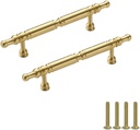 Brushed Brass Hardware Furniture Handles, Modern Cabinet Hardware, Kitchen Cabinets, Bathroom Drawer Handles, Dressing Table Drawer Handles, with Mounting Screws (96Mm(3-3/4In))