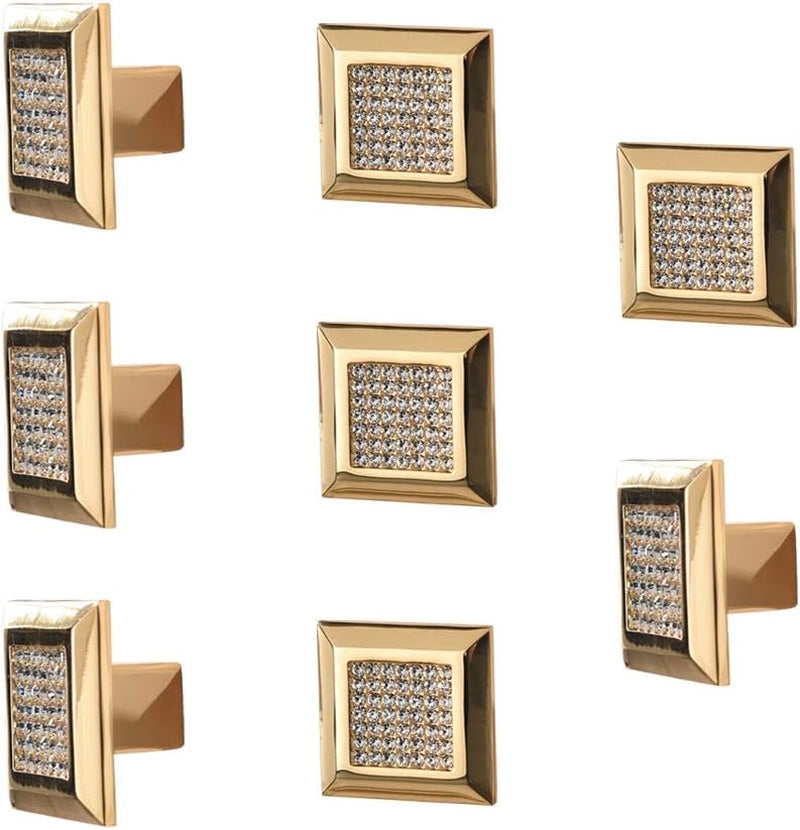 TNOMS Square Cabinet Handles and Knobs with Crystal All Metal Drawer/Furniture Pulls with Screws Contemporary Euro Style 8 Pack,Ftp2001Tg-P8