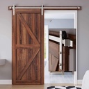 Easelife 5 FT Brushed Nickel Sliding Barn Door Hardware Track Kit,Straight Pulley,Heavy Duty,Slide Smoothly Quietly,Easy Install (5FT Track Kit for 26"~30" Wide Single Door)