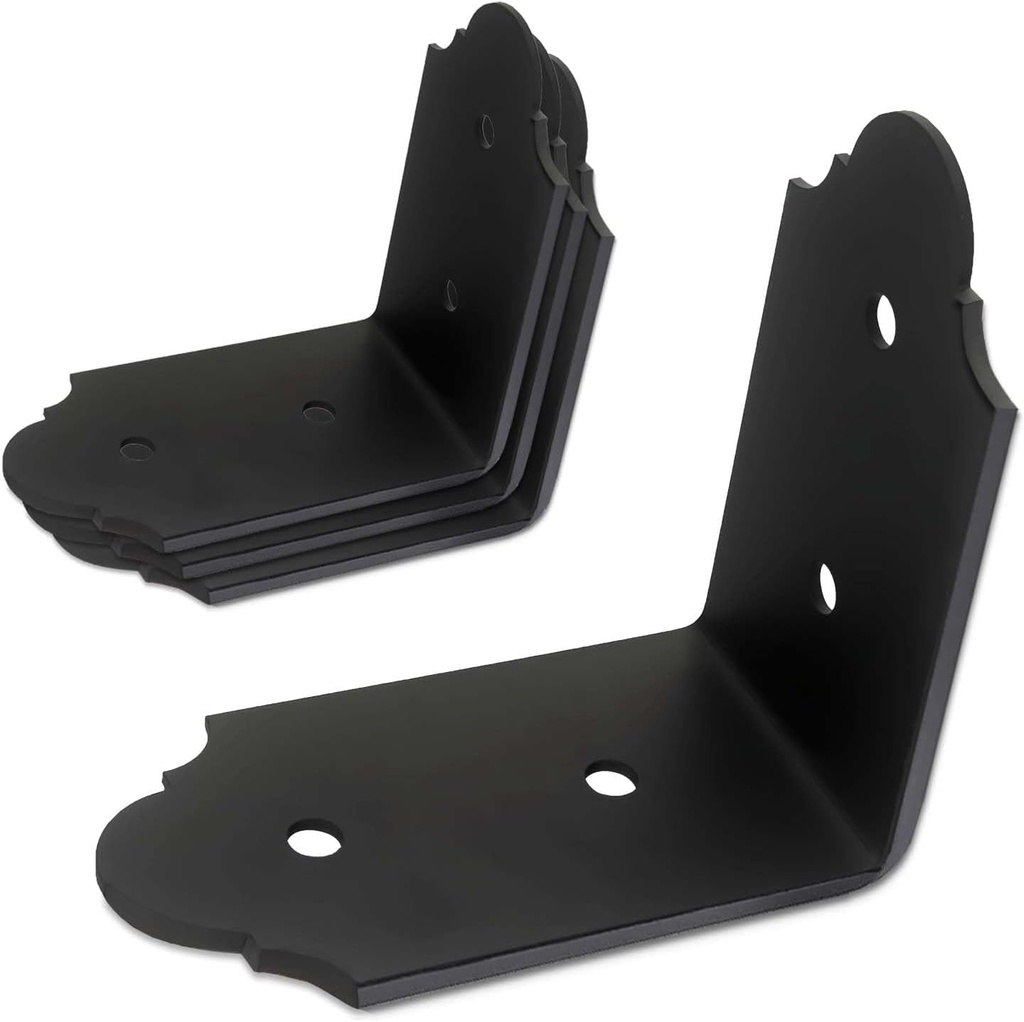 4Packs 90 Degree Angle Bracket Large L Brackets , 6" Heavy Duty Connector Brace, Building Products Decorative Knee Braces Angle Brackets for Wood DIY L Shelf Brackets