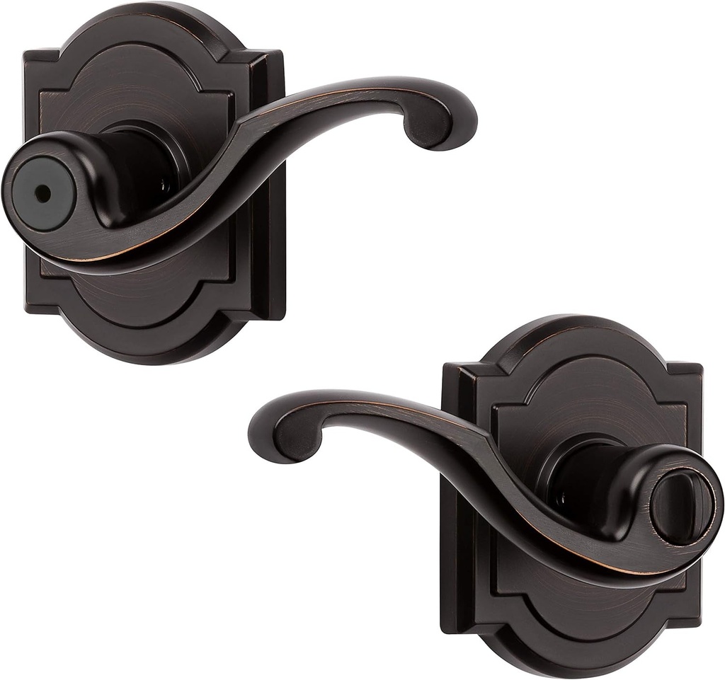 Baldwin Madrina, Interior Privacy Door Handle Reversible Lever for Bedroom/Bathroom, Keyless Door Lock, in Venetian Bronze