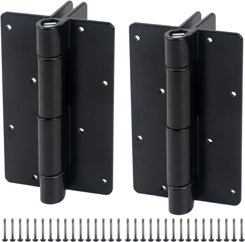 Aluminum 5 3/4” Self Closing Metal Safety Gate Hinge for Residential Pool Safety Gate Aluminum Vinyl Iron Wood Gate, Self Closing Force Adjustable Spring Hinges (Sold as a Pair)