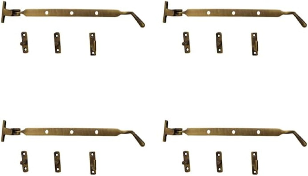 Adonai Hardware 10.5" "Jerahmeel" Solid Brass Heavy Duty Window Latch Lock Casement Stay, Easy to Install, Window Hardware Accessories Fittings (Supplied as 4 Pieces per Pack) - Antique Brass