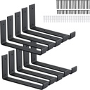 10 Pack Heavy Duty J Shelf Brackets with Lip, 9 Inch Wall Mounted Floating Brackets for Wall Mounted Shelves Support, Black, HOME MASTER HARDWARE